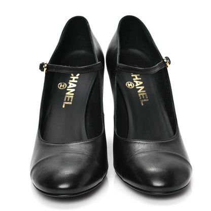 Chanel Shiny Goatskin Pearls Cap Toe Open Slingback Pumps 39.5 Black 2 of 8