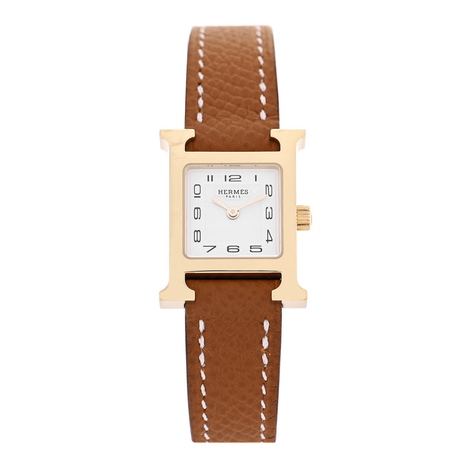 Hermes Stainless Steel Epsom 17.2mm Heure H Hour Quartz Watch Gold 1 of 6