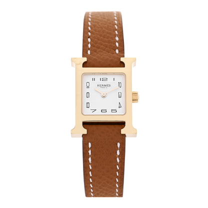 Hermes Stainless Steel Epsom 17.2mm Heure H Hour Quartz Watch Gold 1 of 6