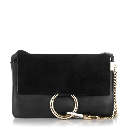 Chloe Suede Calfskin Small Faye Shoulder Bag Black 1 of 8