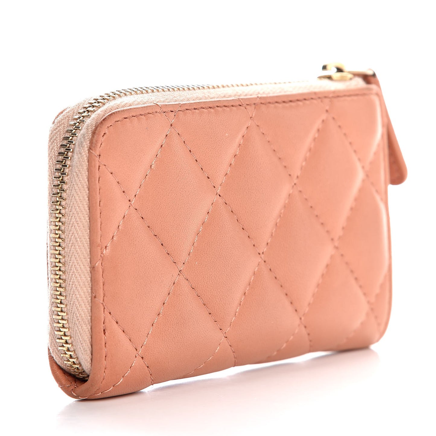 Lambskin Quilted Key Holder Case Pink