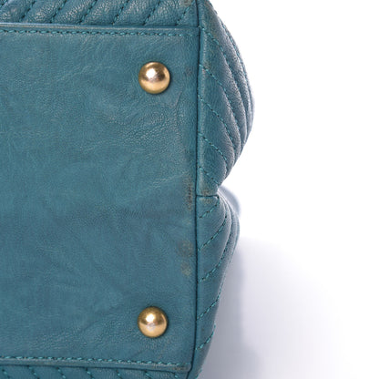 Chanel Wrinkled Lambskin Chevron Quilted Surpique Tote Turquoise 15 of 17