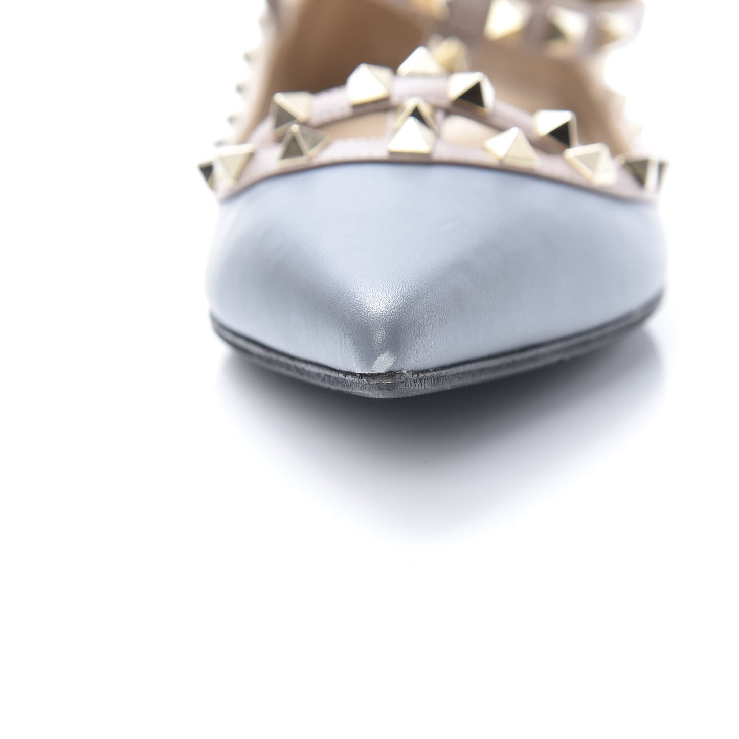 Nappa Rockstud Cage Ballerina Flats 41 Stone Poudre
