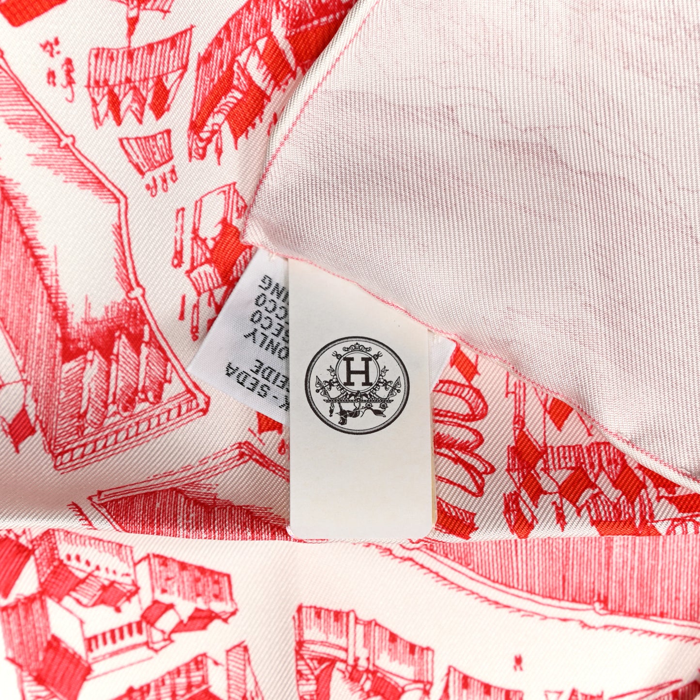 Silk La Cite Cavaliere Scarf 90 White Rouge Bordeaux