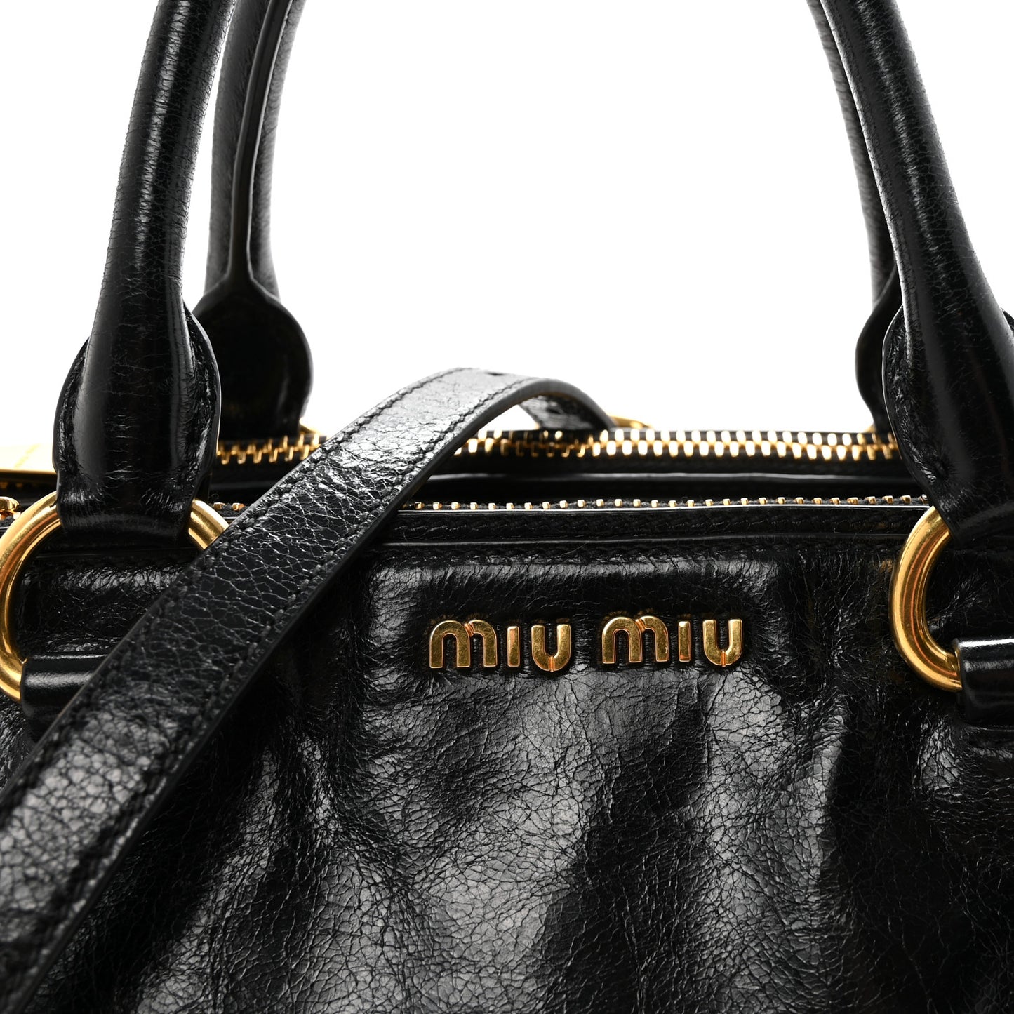 Vitello Shine Top Handle Satchel Black
