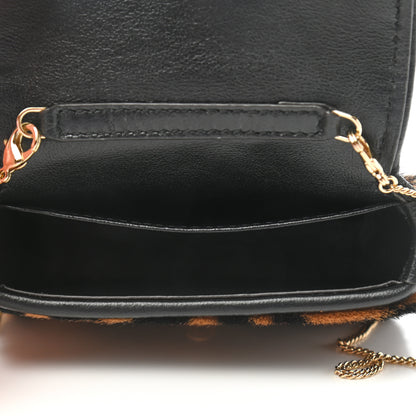 Fendi Sheared Sheepskin Vitello King FF Nano Baguette Charm Tobacco Moro Black 5 of 9