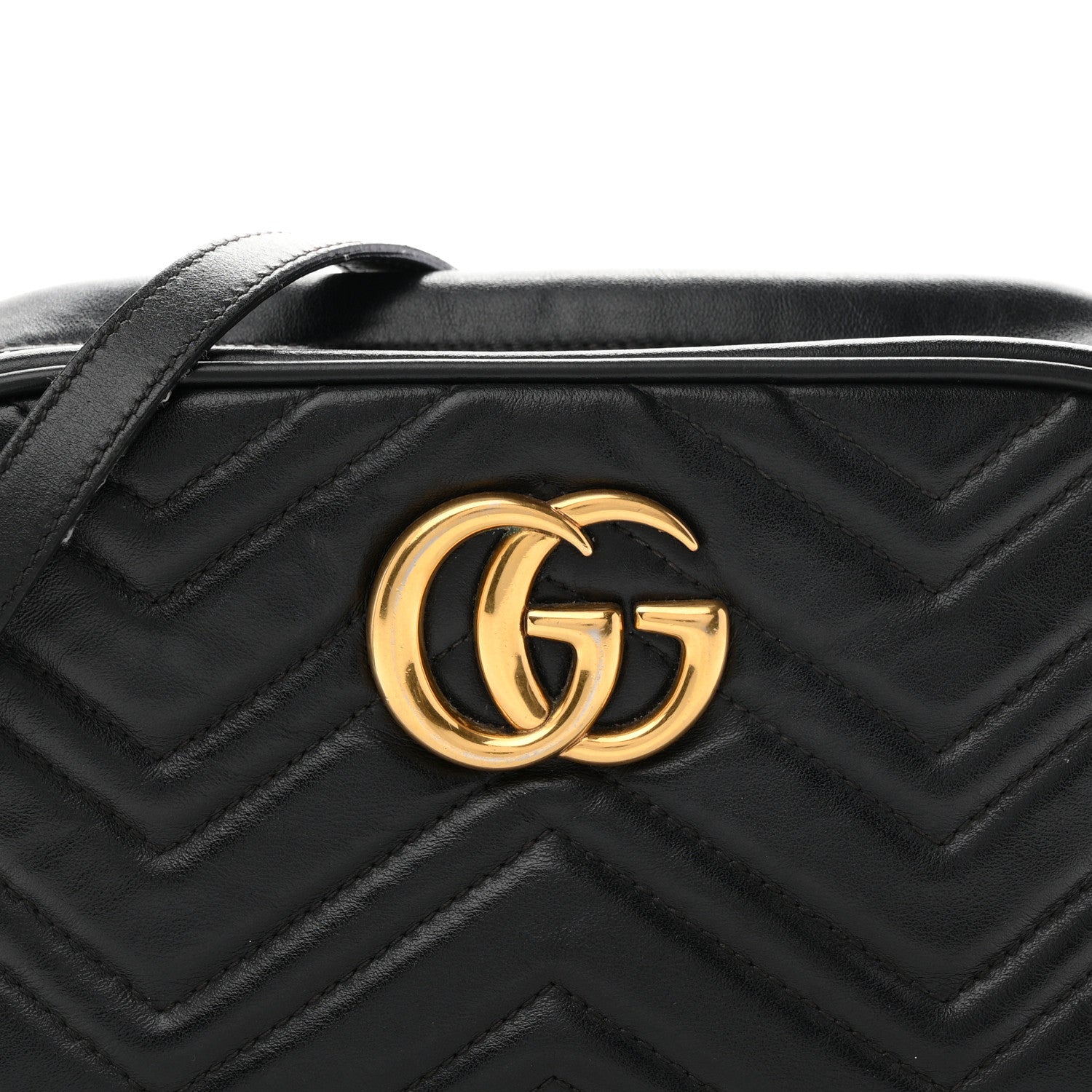 Gucci Calfskin Matelasse Small GG Marmont Chain Shoulder Bag Black 8 of 10
