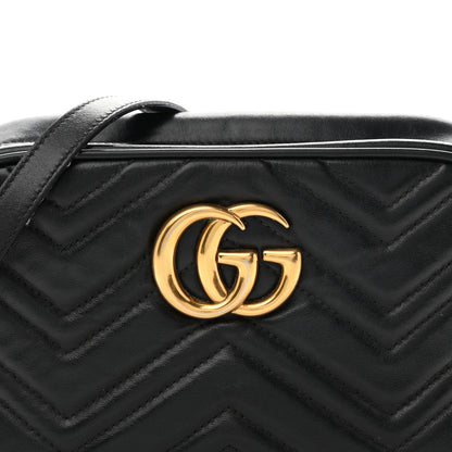 Gucci Calfskin Matelasse Small GG Marmont Chain Shoulder Bag Black 8 of 10