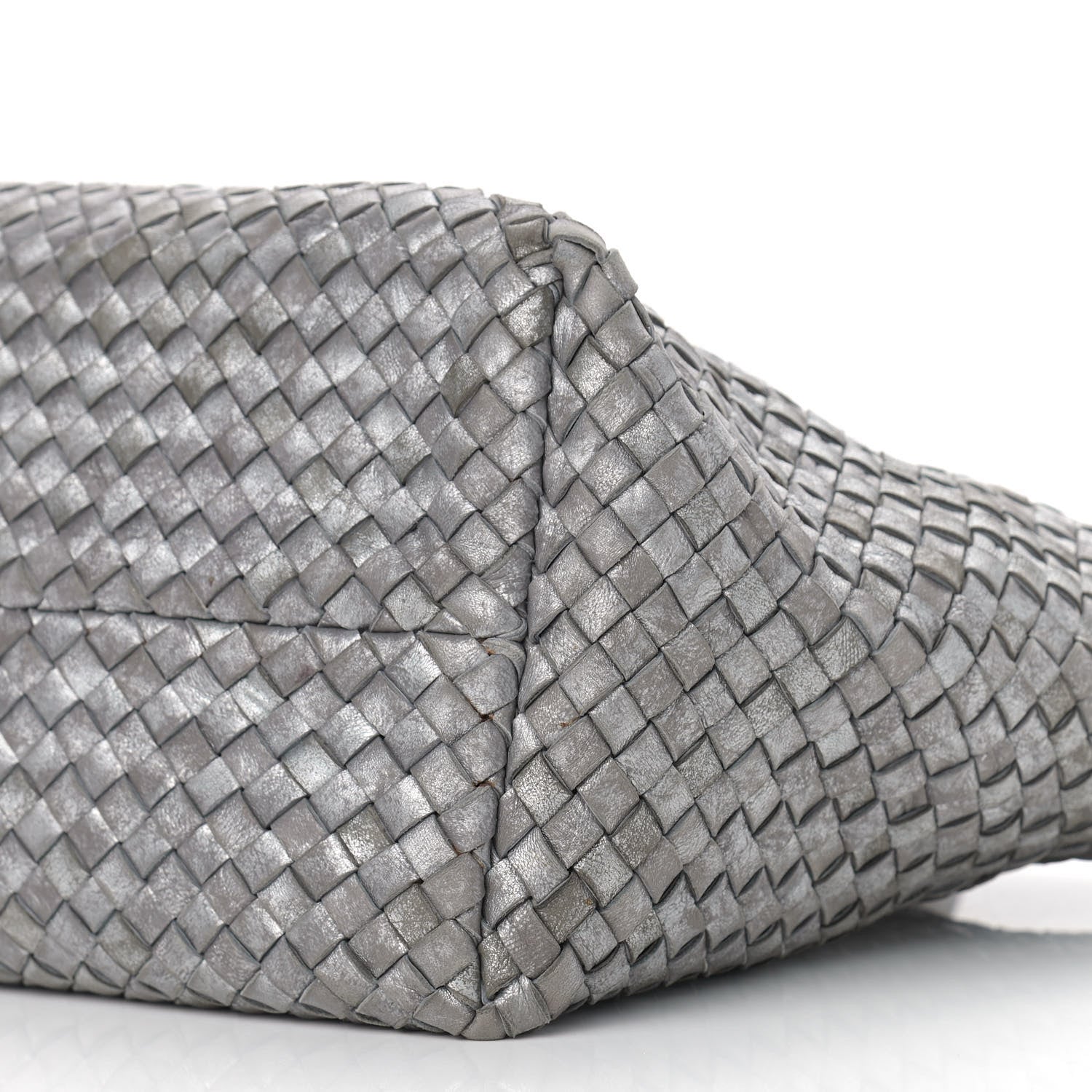 Bottega Veneta Metallic Nappa Intrecciato Medium Moon Cabat Silver 11 of 12