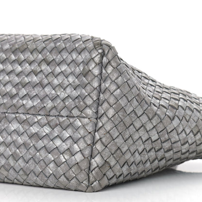 Bottega Veneta Metallic Nappa Intrecciato Medium Moon Cabat Silver 11 of 12