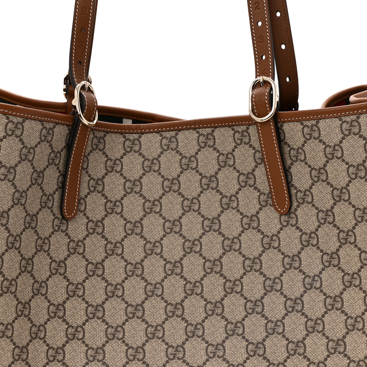 GG Supreme Monogram Emblem Maxi Tote Bag Beige Dark Brown