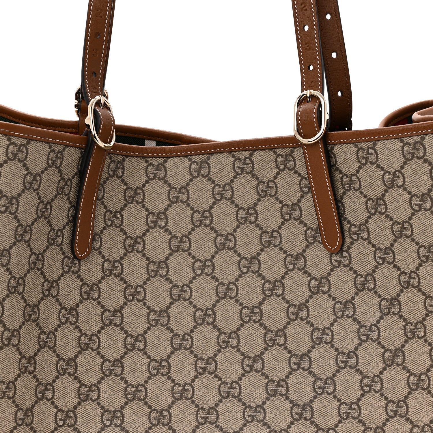 Gucci GG Supreme Monogram Emblem Maxi Tote Bag Beige Dark Brown 8 of 10