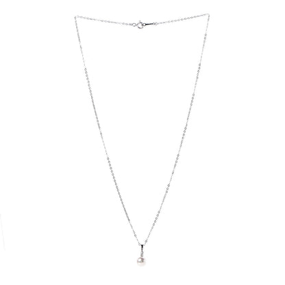 Mikimoto 18K White Gold Diamond Akoya Pearl 6mm Drop Pendant Necklace 3 of 7