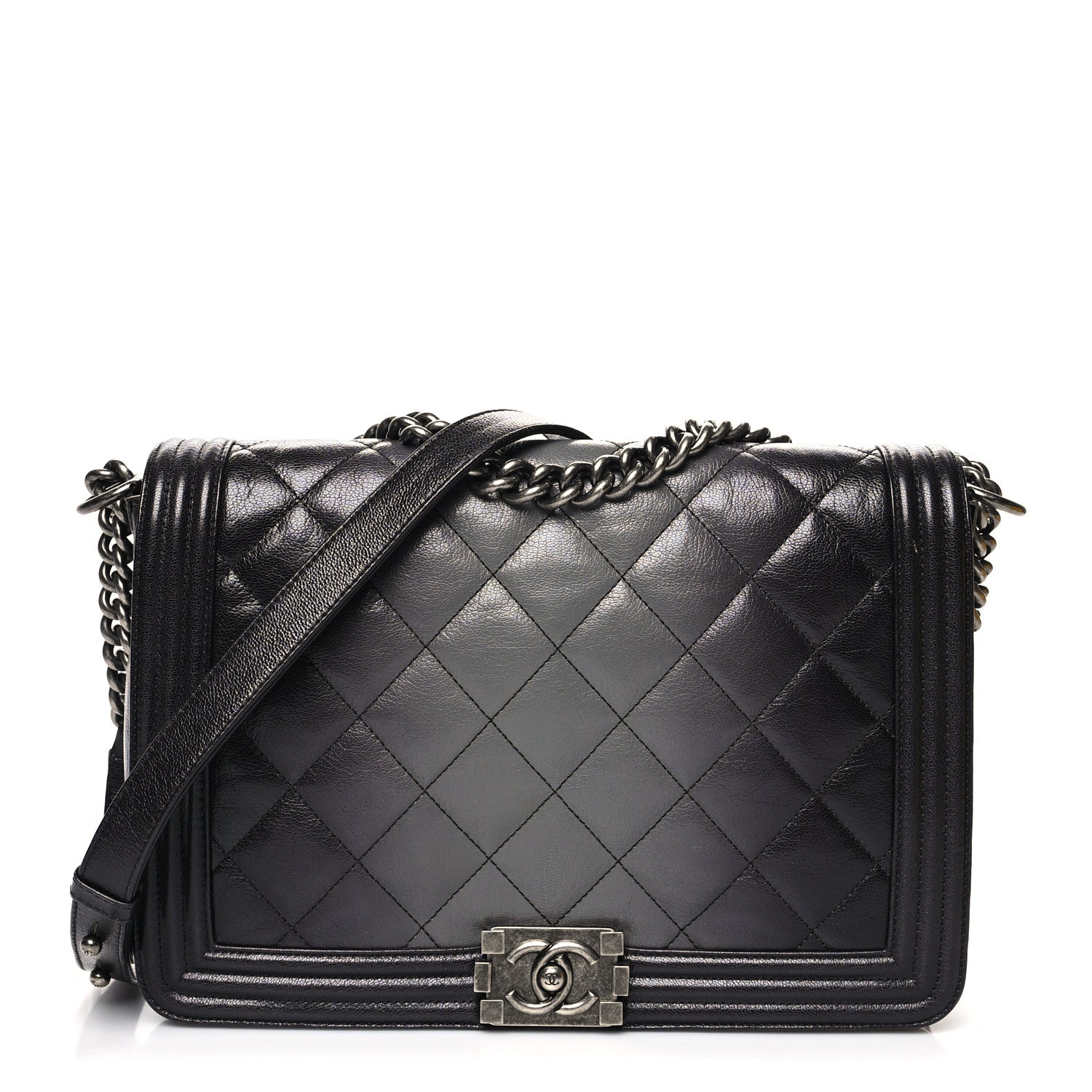 Chanel Goatskin Ombre Faded Quilted Large Boy Flap Grey 1 of 13