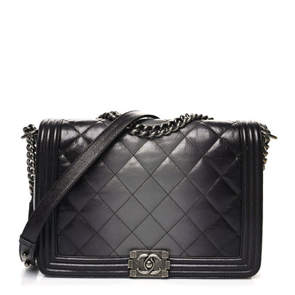 Chanel Goatskin Ombre Faded Quilted Large Boy Flap Grey 1 of 13