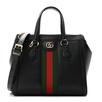Gucci Textured Calfskin Web Small Ophidia Tote Bag Black 1 of 10