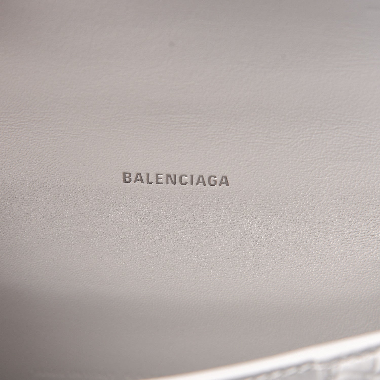Balenciaga Shiny Calfskin Crocodile Embossed Hourglass Top Handle Bag XS White 6 of 10