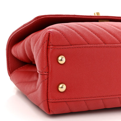Chanel Caviar Chevron Quilted Mini Coco Handle Flap Red 9 of 10