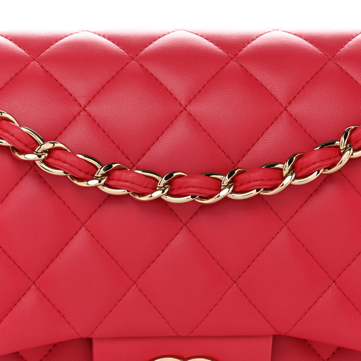 Lambskin Quilted Jumbo Double Flap Dark Pink