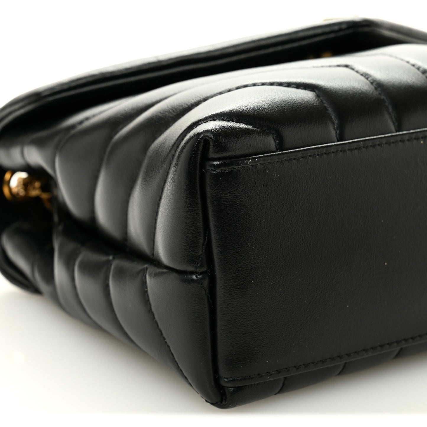 Calfskin Y Quilted Monogram Small Loulou Chain Satchel Black