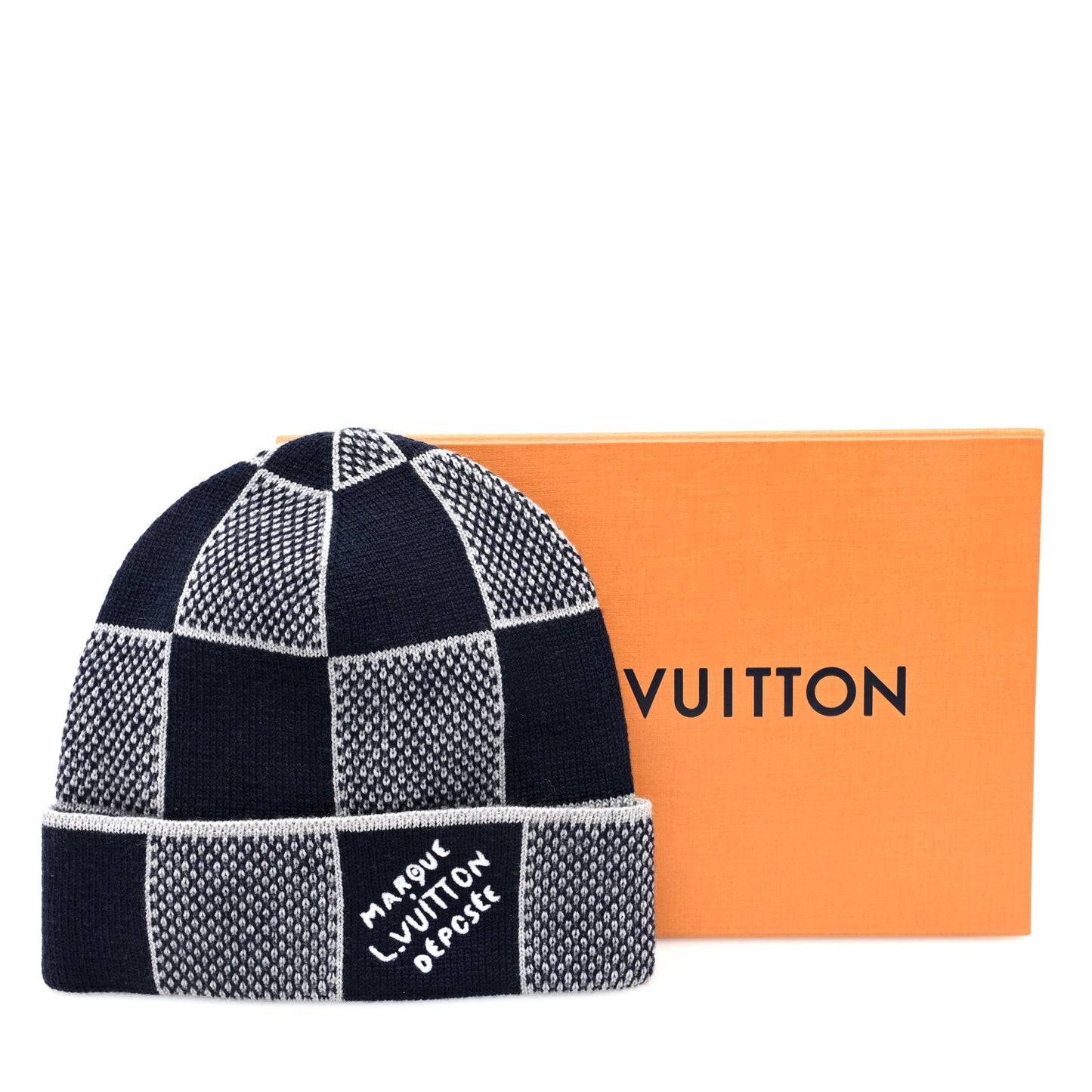 Wool Damier Heritage Beanie Navy Blue