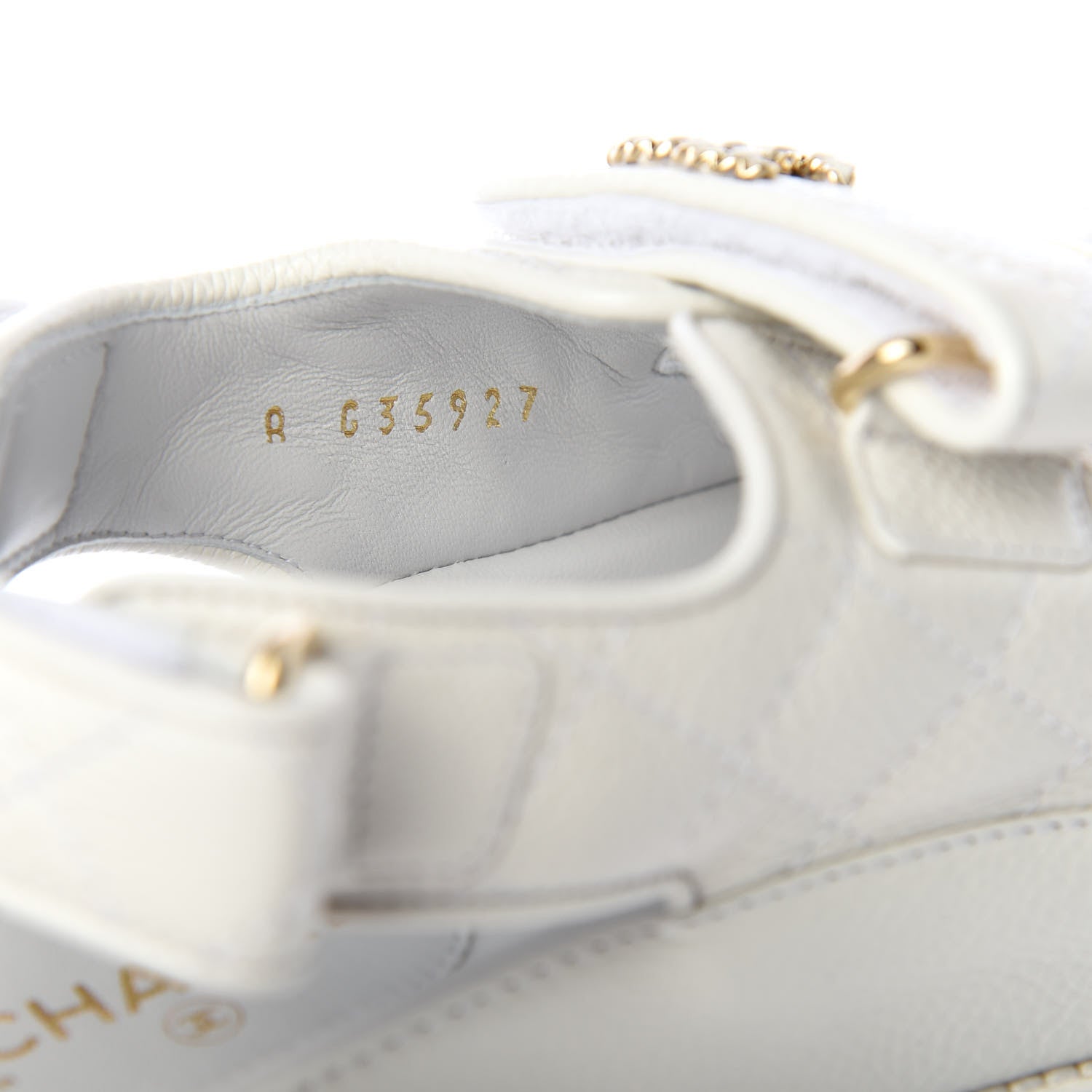 Chanel Grained Calfskin Velcro Dad Sandals 37 White 10 of 11