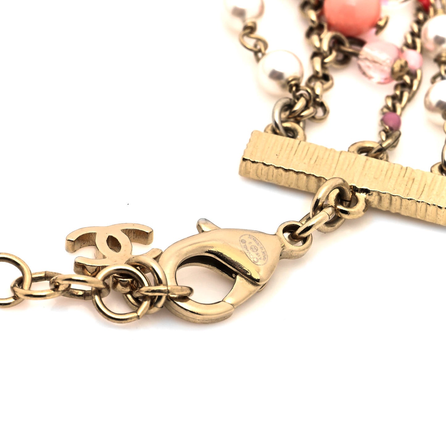 Pearl Bead CC Multi Strand Bracelet Gold Multicolor