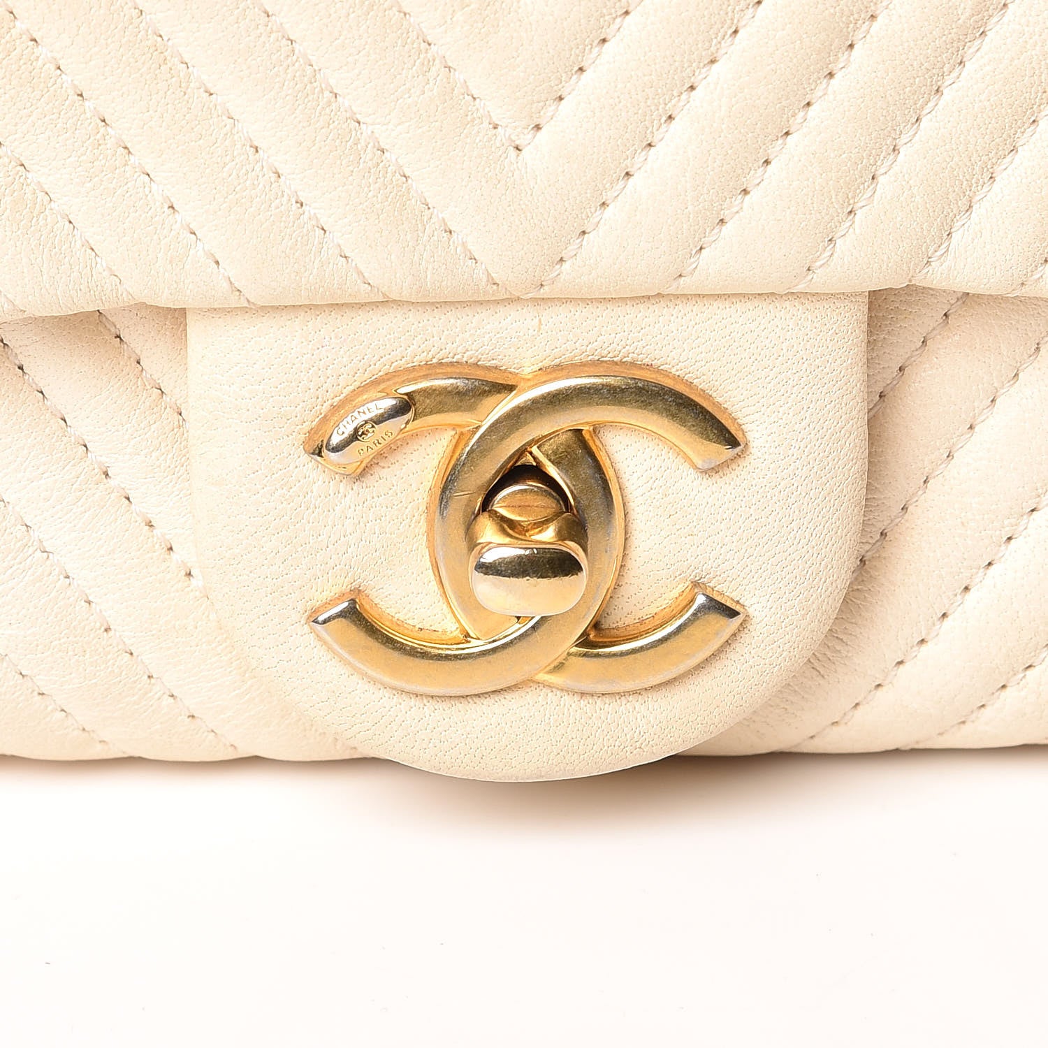 Chanel Calfskin Chevron Small Surpique Flap Ivory 15 of 16