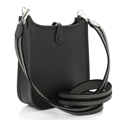 Hermes Taurillon Clemence Amazone Evelyne TPM Gris Meyer Black 3 of 13