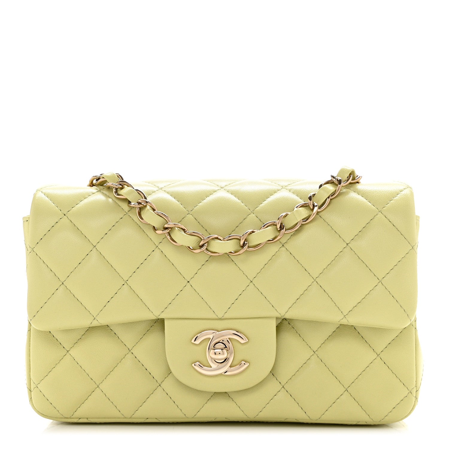 Chanel Lambskin Quilted Mini Rectangular Flap Light Green 1 of 11
