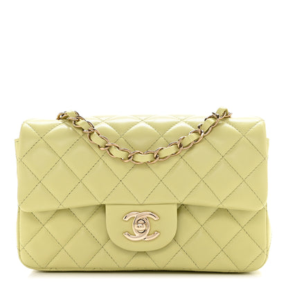 Chanel Lambskin Quilted Mini Rectangular Flap Light Green 1 of 11