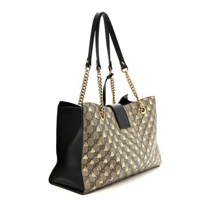 Gucci GG Supreme Monogram Bees Medium Padlock Tote Beige Oro Black 3 of 11