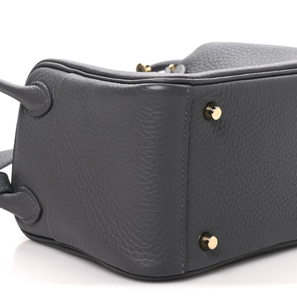 Hermes Taurillon Clemence Mini Lindy 20 Gris Misty 8 of 10