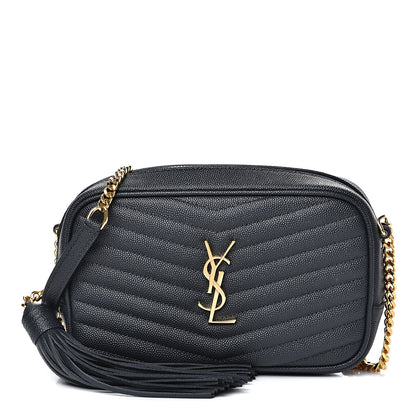 Saint Laurent Grain De Poudre Matelasse Monogram Mini Lou Camera Bag Dark Smog 1 of 8