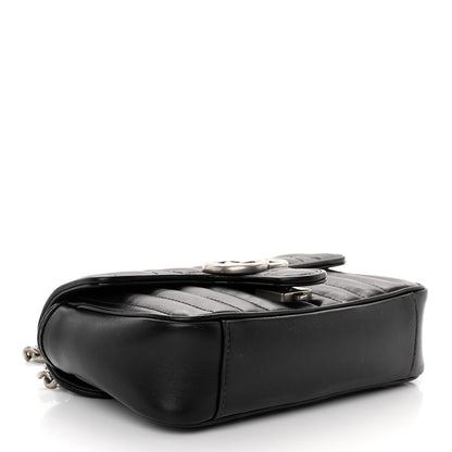 Gucci Calfskin Matelasse Aria Mini GG Marmont Shoulder Bag Black 4 of 10