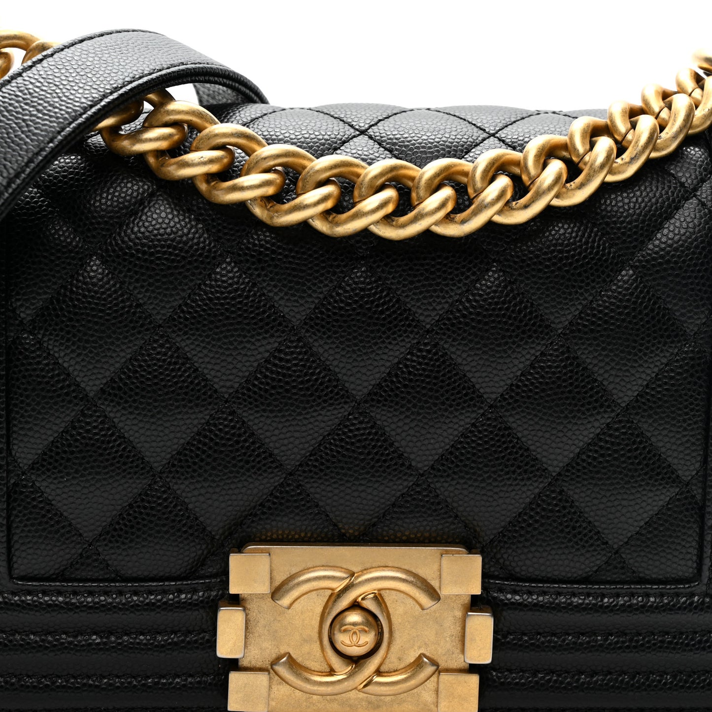 Caviar Quilted Small Boy Flap Black