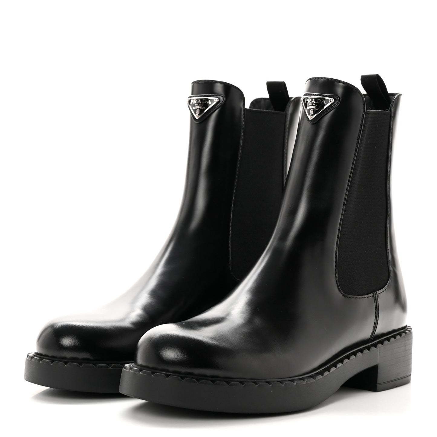 Spazzolato Metal Triangle Logo 50mm Chelsea Boots 38 Black