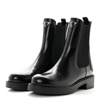 Prada Spazzolato Metal Triangle Logo 50mm Chelsea Boots 38 Black 3 of 12