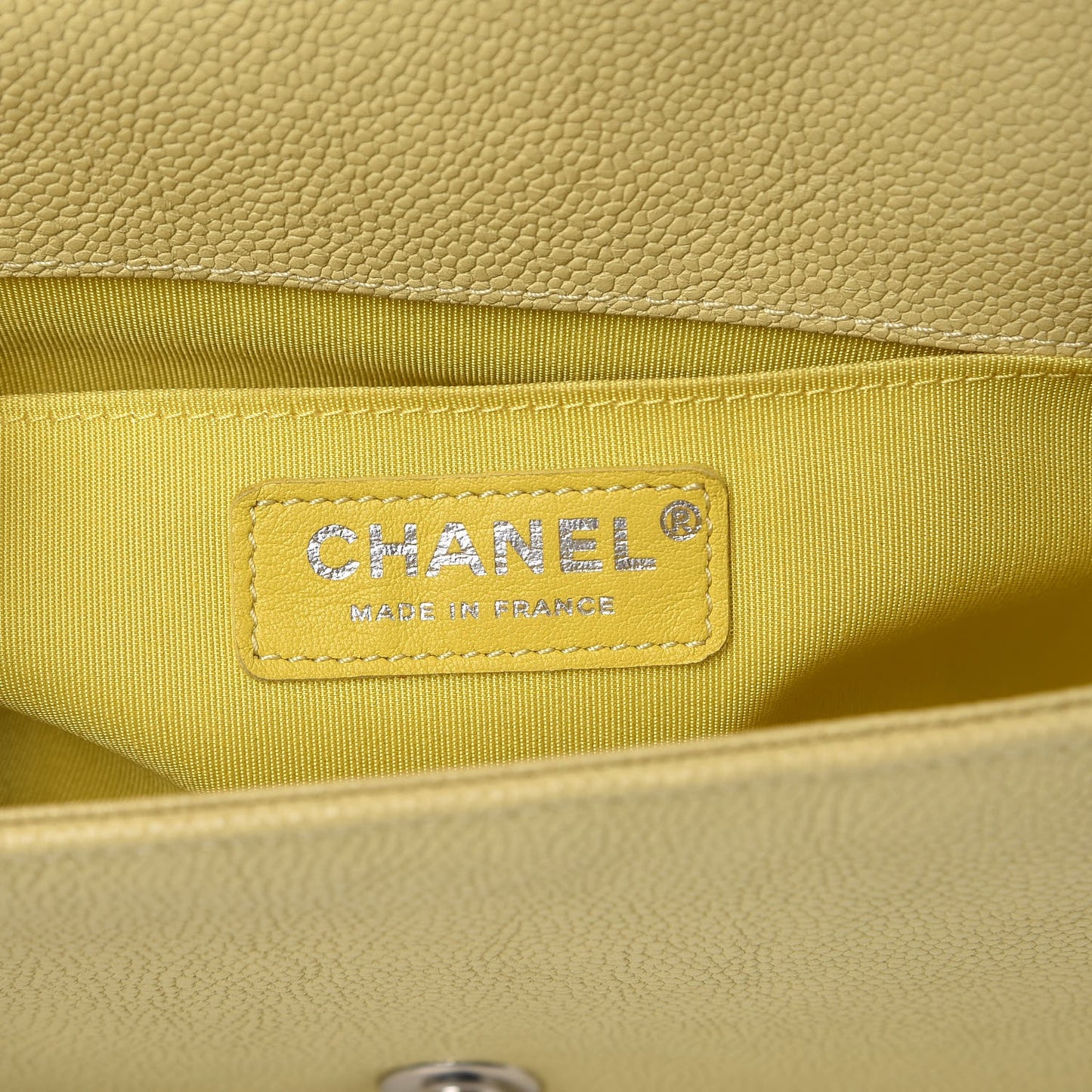 Caviar Quilted Medium Boy Flap Light Yellow
