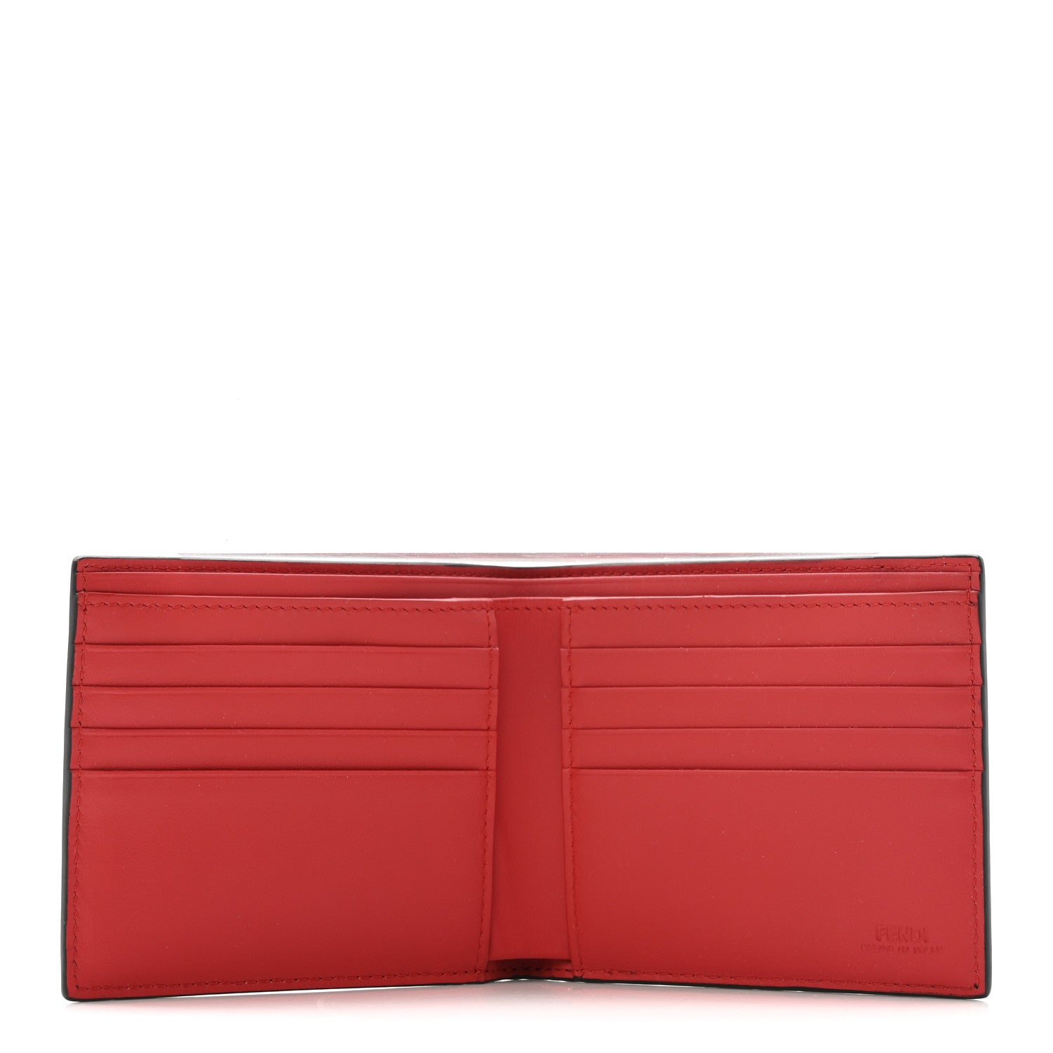 Fendi Vitello Century Monster Eyes Inlay Bi-Fold Wallet Black Giallo Rosso 5 of 9