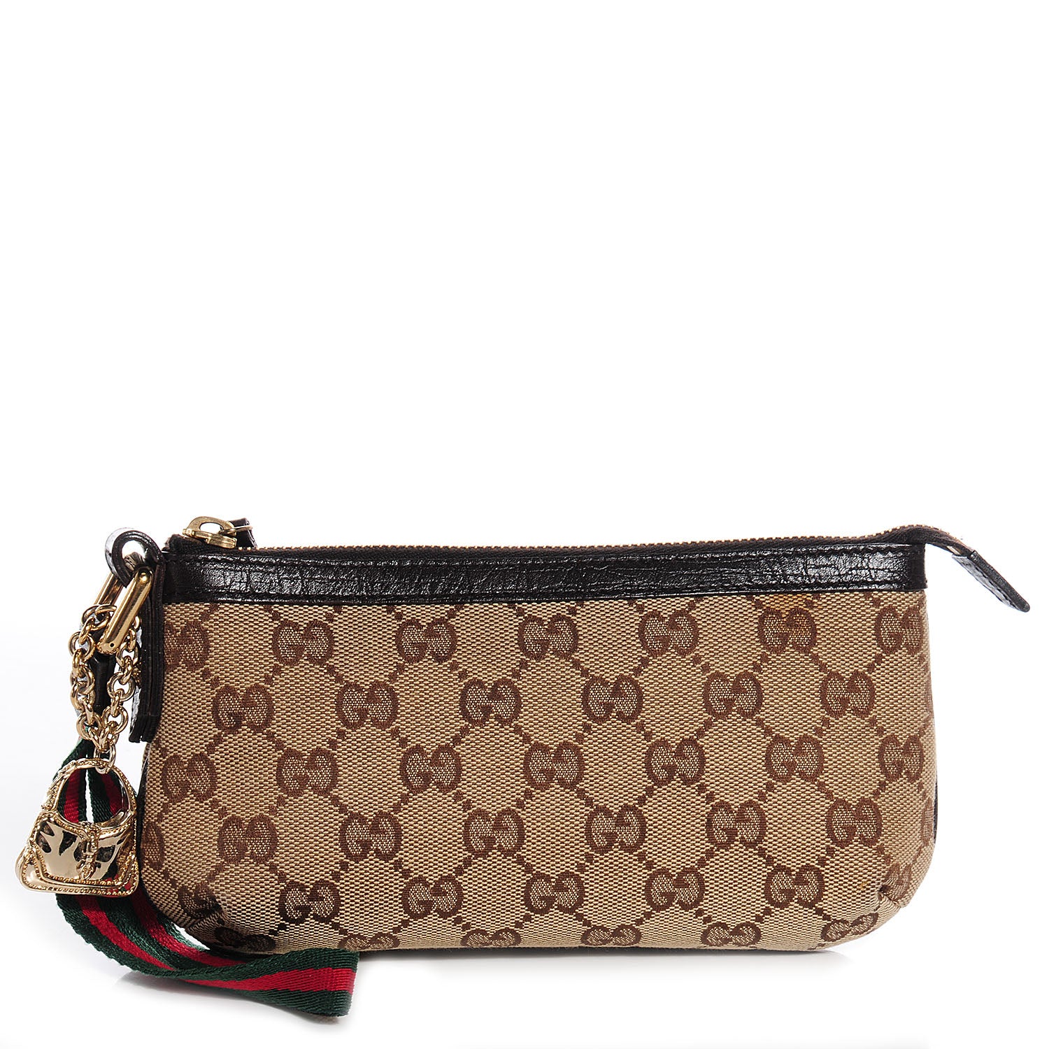 Gucci Monogram Jolicoeur Wristlet Brown 1 of 8