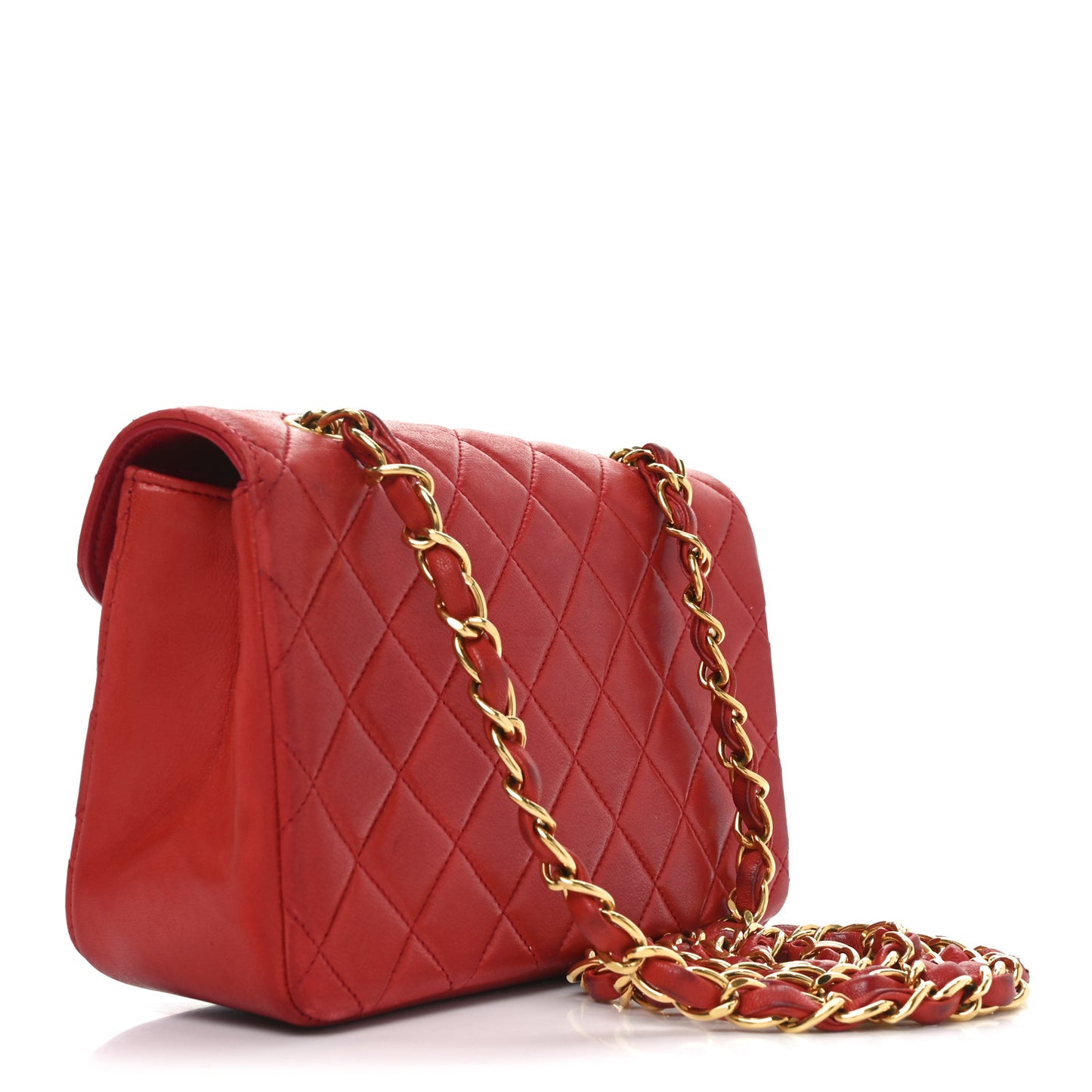 Lambskin Quilted Small Single Flap Red