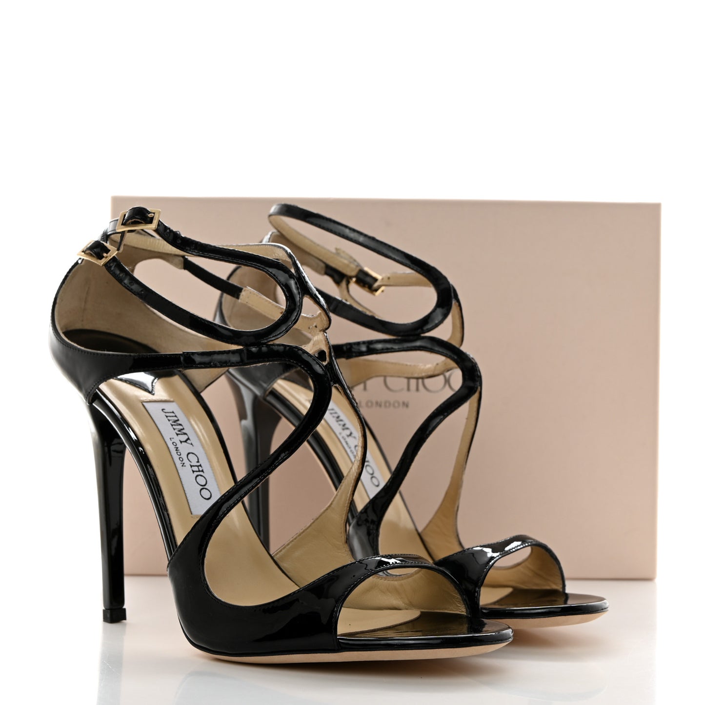 Patent Calfskin Lance Sandals 40.5 Black