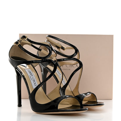 Jimmy Choo Patent Calfskin Lance Sandals 40.5 Black 8 of 8