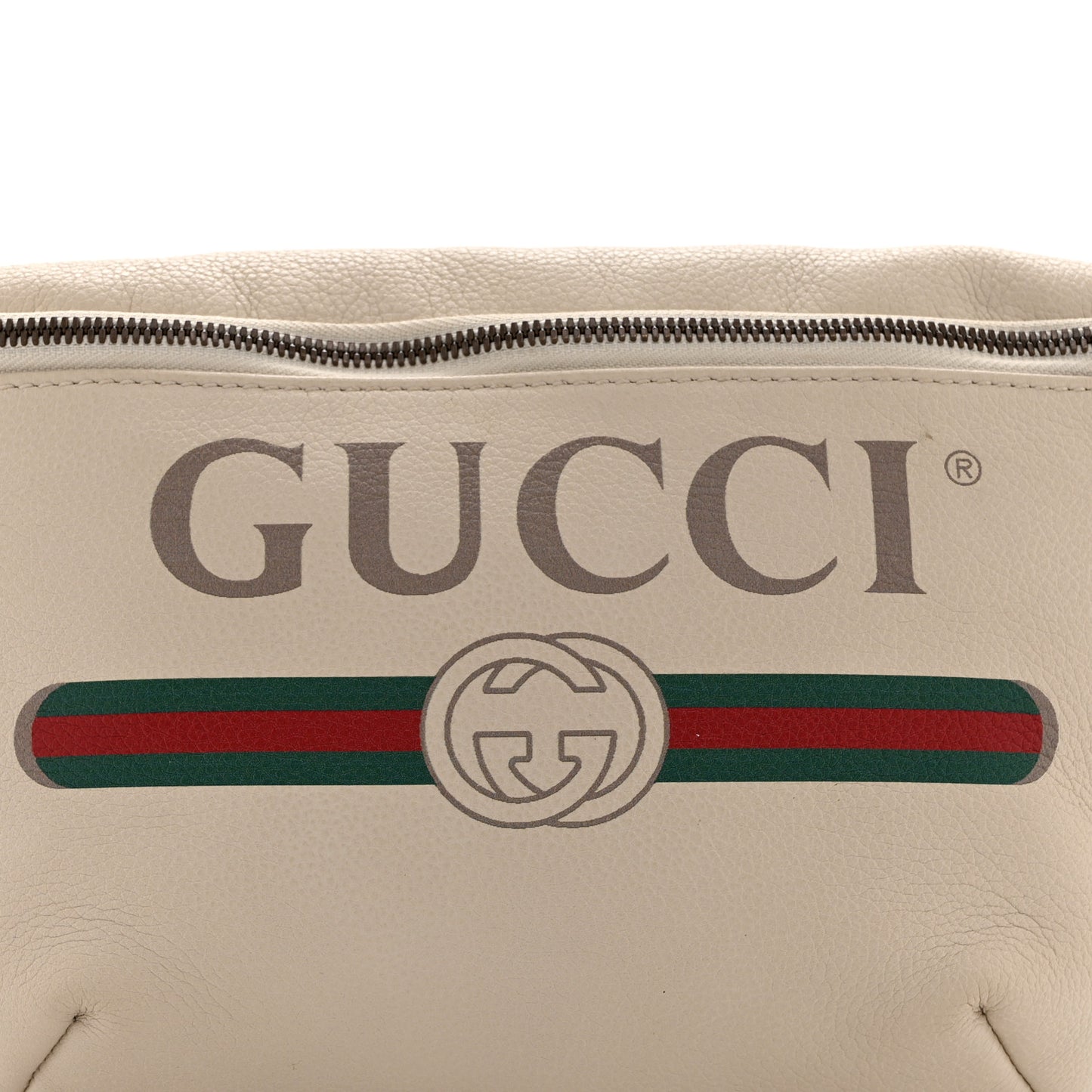 Grained Calfskin Logo Belt Bag White