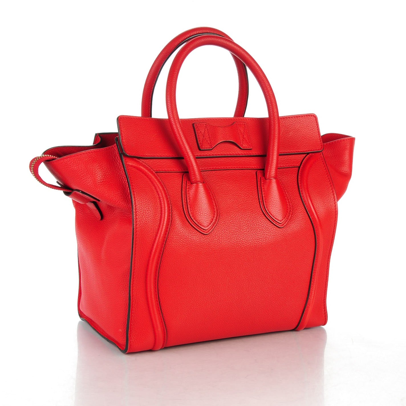 Drummed Calfskin Mini Luggage Coquelicot