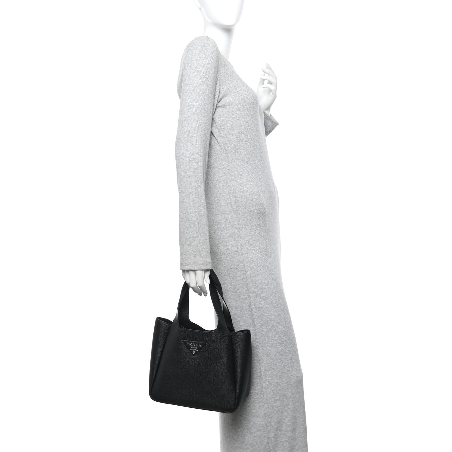 Prada Vitello Daino Soft Medium Dynamique Tote Black 2 of 13