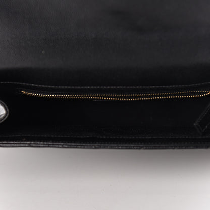 Saint Laurent Grain De Poudre Matelasse Chevron Large Monogram Satchel Black 5 of 11