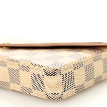 Louis Vuitton Damier Azur Pochette Felicie Chain Wallet Rose Ballerine 11 of 14