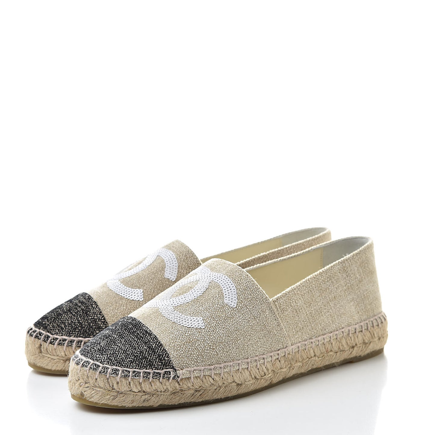 Toile Sequin CC Espadrilles 39 Beige Black